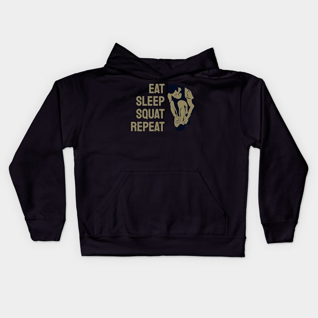 Eat Sleep Squat Repeat Kids Hoodie by Terrymatheny